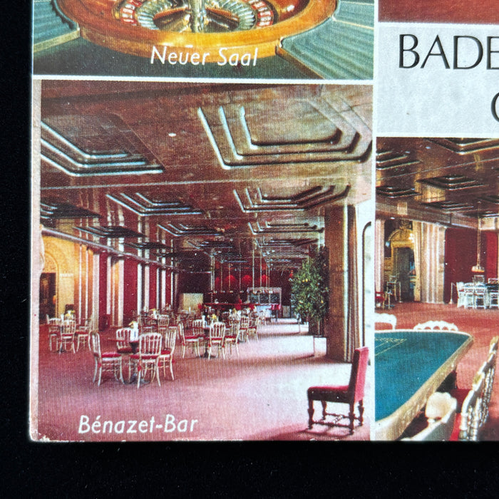 Vintage Postcard Baden Baden Casino Germany Multi View Opulent Gold Interior Bar