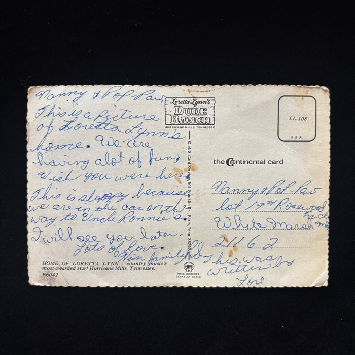 Vintage Postcard Sloppy Loretta Lynn Dude Ranch Hurricane Mills Tennessee Home