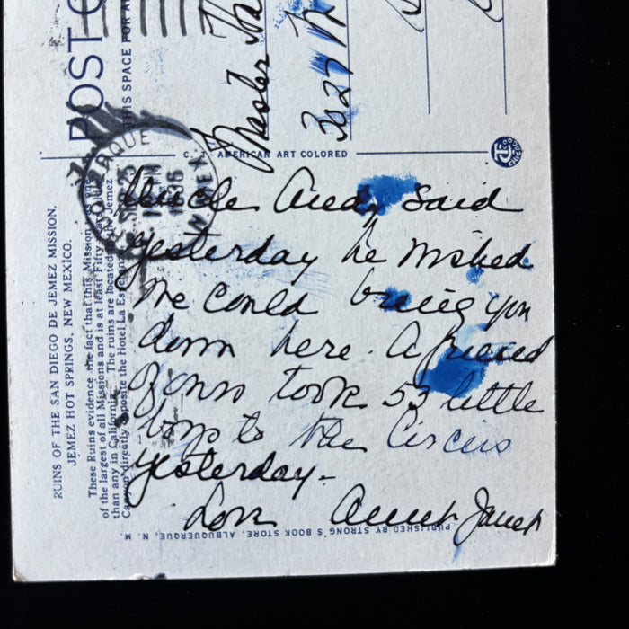 Vintage Postcard 1936 Circus Boys San Diego De Jemez Mission New Mexico Ruins
