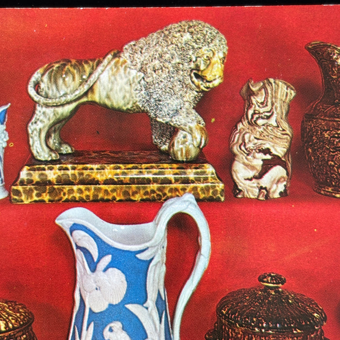 Vintage Postcard Antique Pottery Bennington Porcelain Museum Gold Lion Vermont