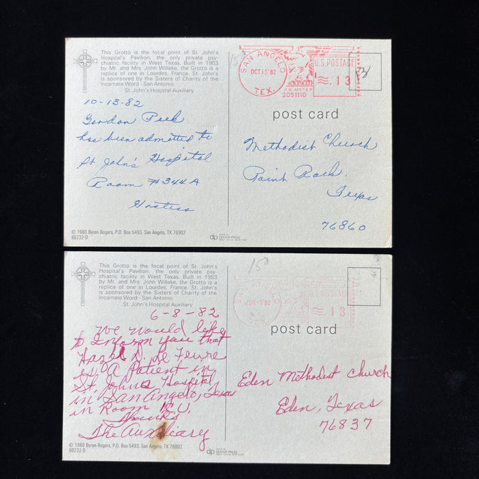 Vintage Postcard 1982 Set St Johns Hospital Texas Parishioner Notification Lot
