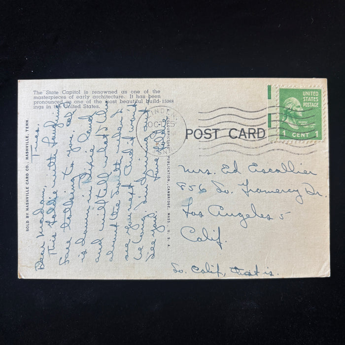 Vintage Postcard 1940s Dixie State Capitol Nashville Tennessee Wiles Hood Artist