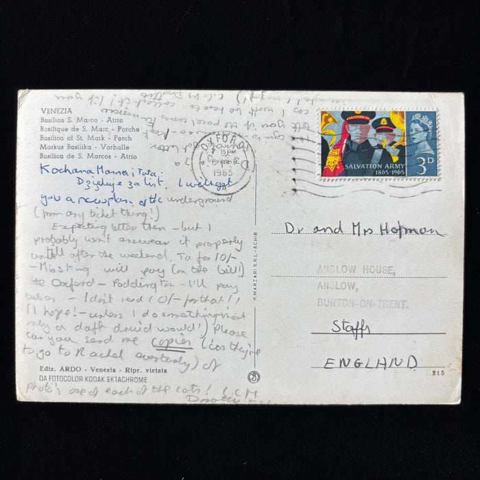Vintage Postcard 1965 Daft Druid British Polish Venice St Marks Basilica Italy