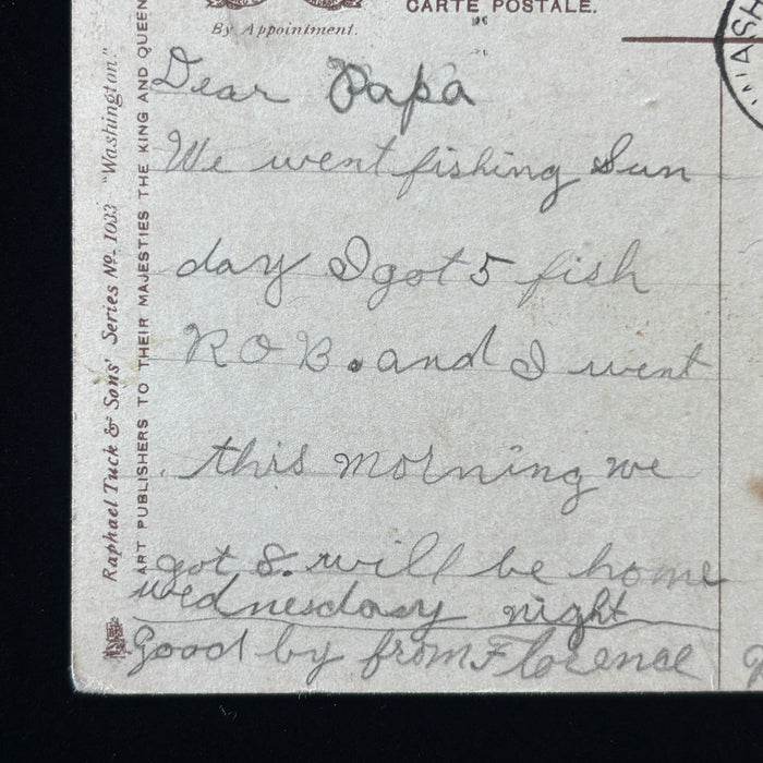 Antique Postcard 1909 Fishing Kids Washington DC White House Edwardian Iowa WA