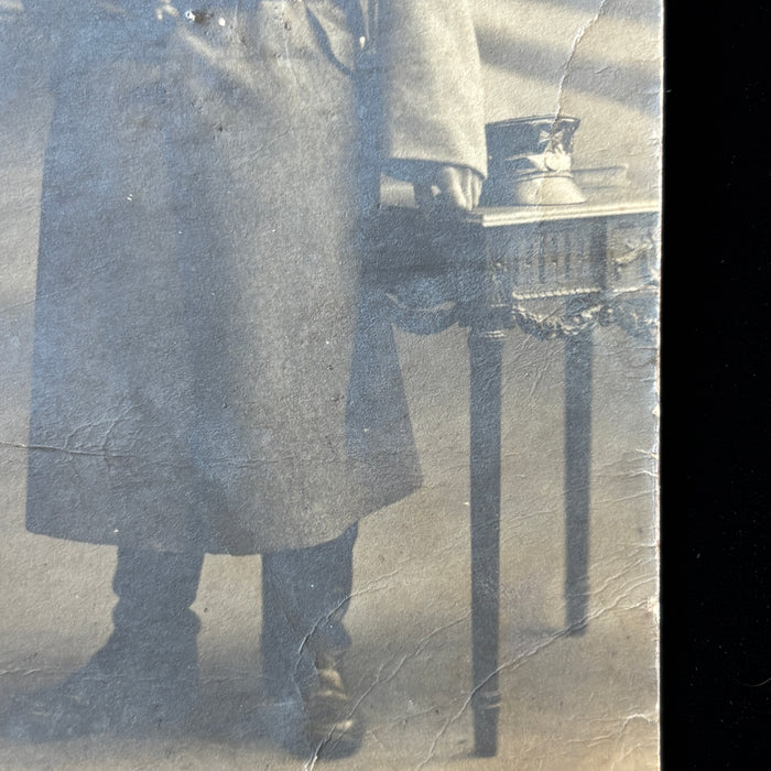 Antique Postcard RPPC WWI German Soldier Imperial Army Greatcoat Studio Portrait