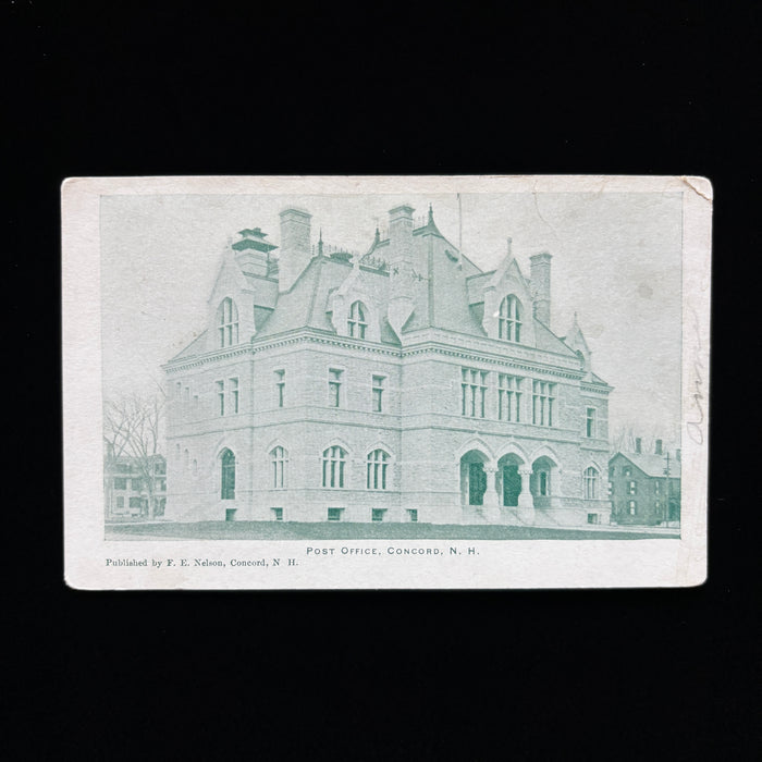 Antique Postcard Post Office Gothic Granite Architecture Concord New Hampshire