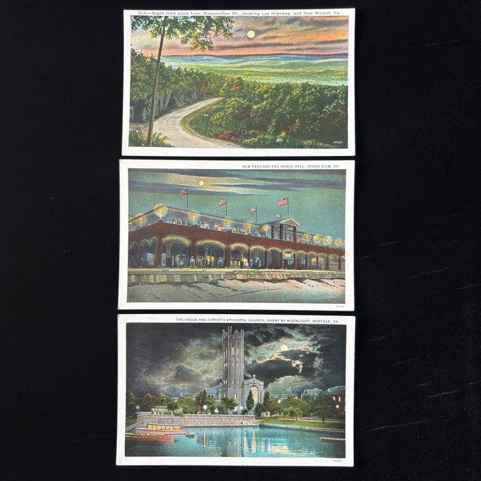 Vintage Postcard Lot Virginia Nights Lee Hwy Ocean View Dance Hall Gothic Church