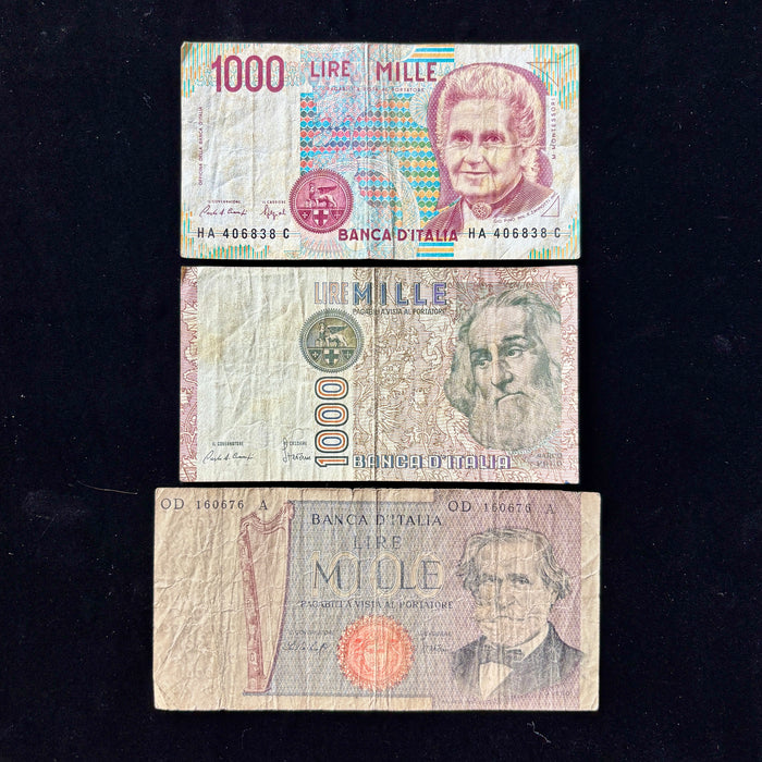 Vintage Banknote Set Italian Titan Verdi La Scala Marco Polo Montessori Lire Lot