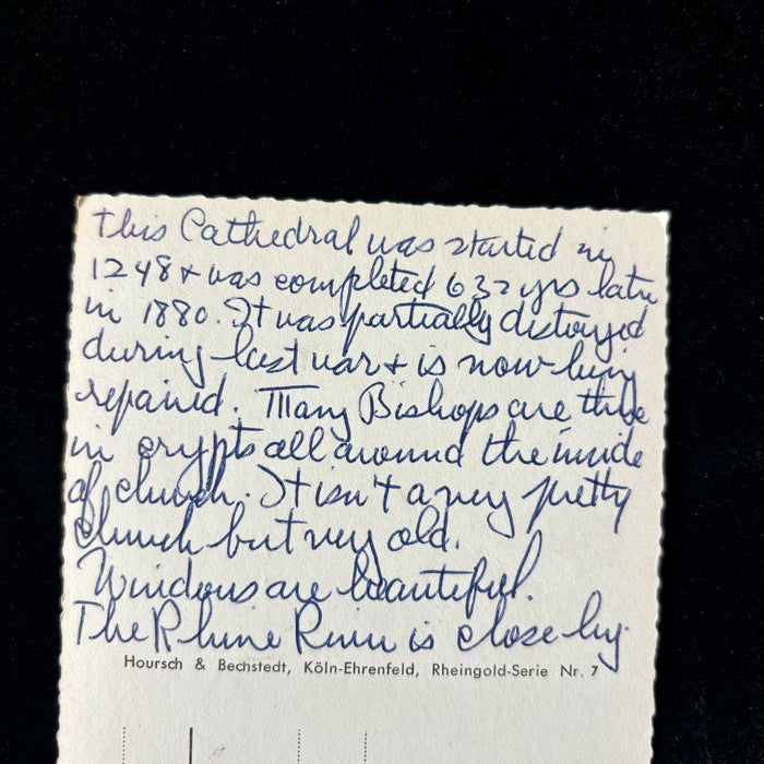 Vintage Postcard 1950s Gruss Aus Cologne Germany WWII Notes