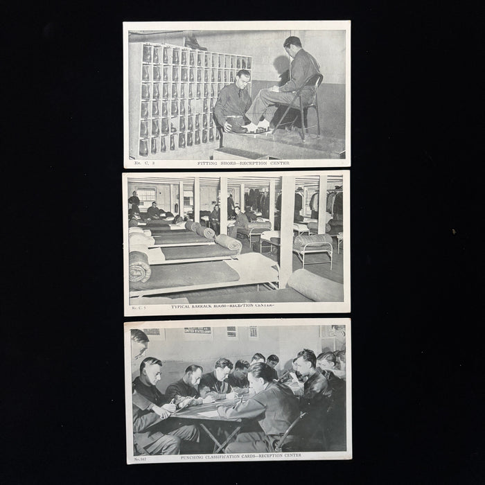 Vintage Postcard Lot WW2 Barrack Psych Test Shoe Fitting Army Camp Training Life