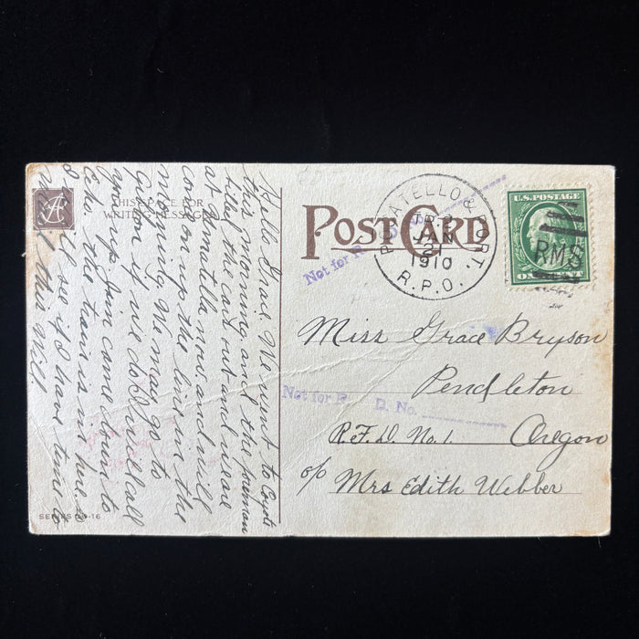 Antique Postcard 1910 RPO Pocatello Portland Oregon Umatilla Pendleton Shaving