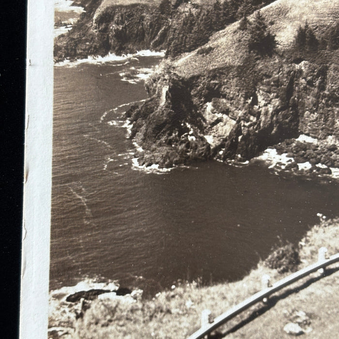 Vintage Postcard 1940s RPPC Classic Car Scenic Ocean View Oregon Coast Highway