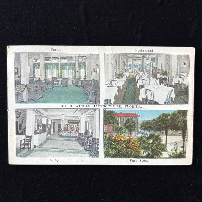 Vintage Postcard 1929 Air Mail Slogan Jacksonville FL Hotel Windle Multi-View