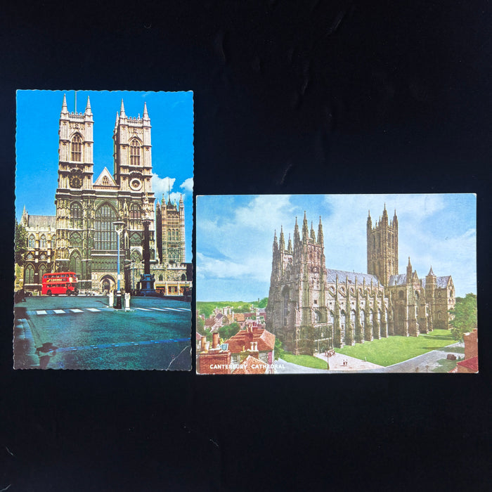Vintage Postcard Lot UK Cathedral Westminster Abbey Canterbury Double Decker Bus