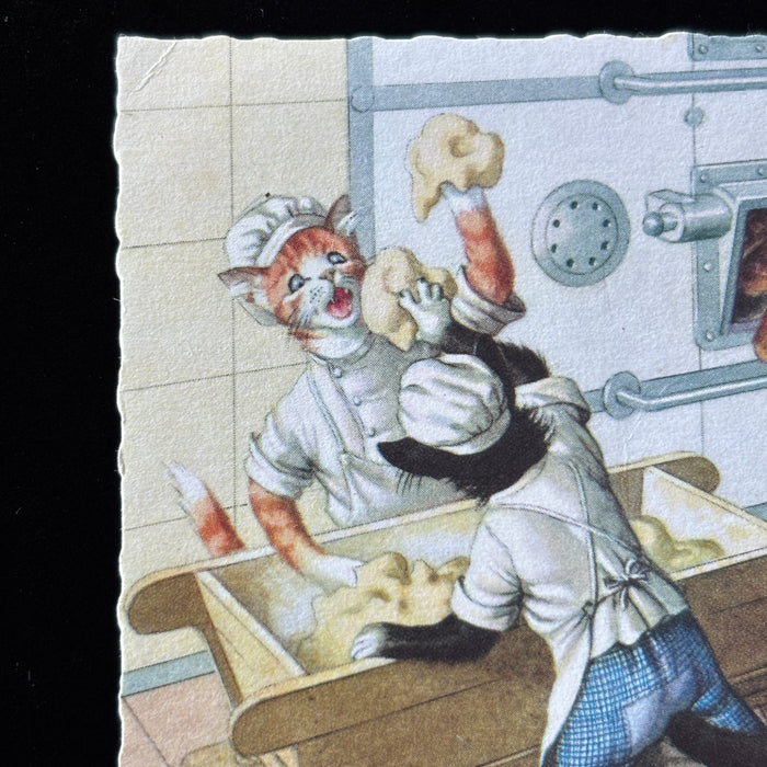 Vintage Postcard Dickie Bird Alfred Mainzer Cat Bakery Kitchen Feline Chef Bread