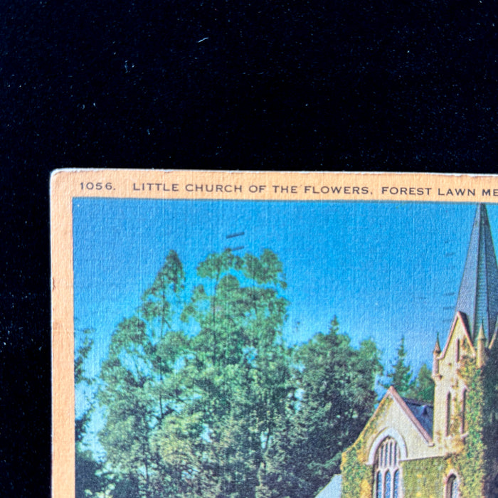 Vintage Postcard 1951 Hollywood Studio Memorabilia Church Flowers Glendale CA