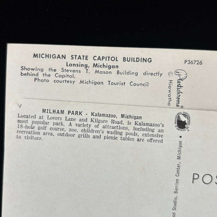 Vintage Postcard Lot Michigan Lansing State Capitol Milham Park Summer Scene