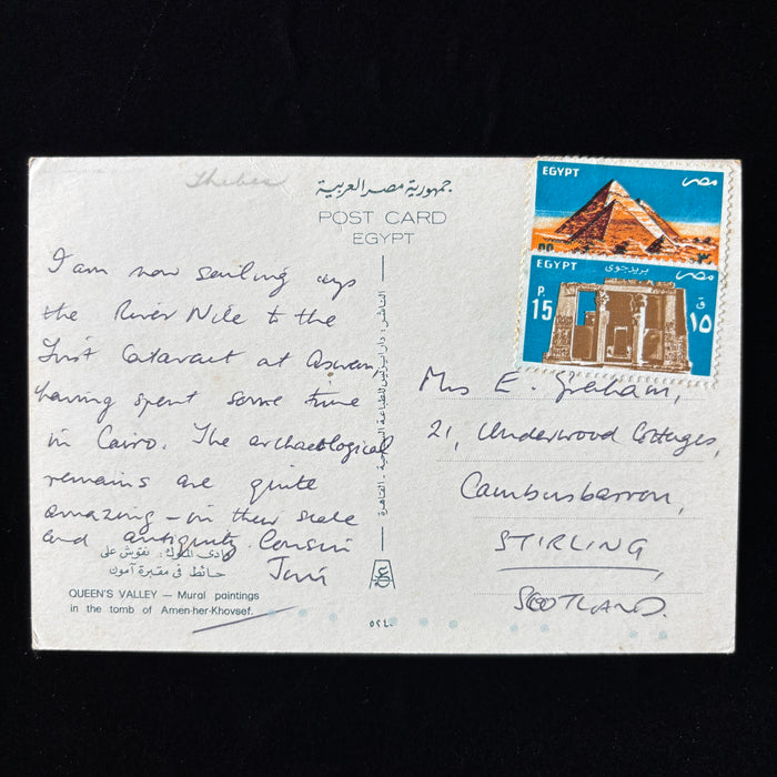 Vintage Postcard Sailing Nile Cruise History Valley of Queens Tomb Mural Egypt