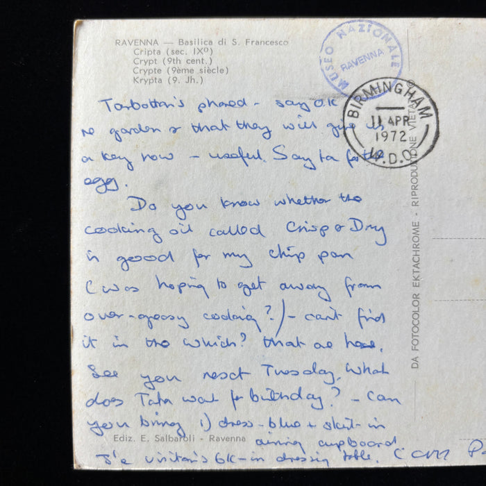 Vintage Postcard 1972 British Life Ravenna Italy Basilica Francesco Flood Crypt