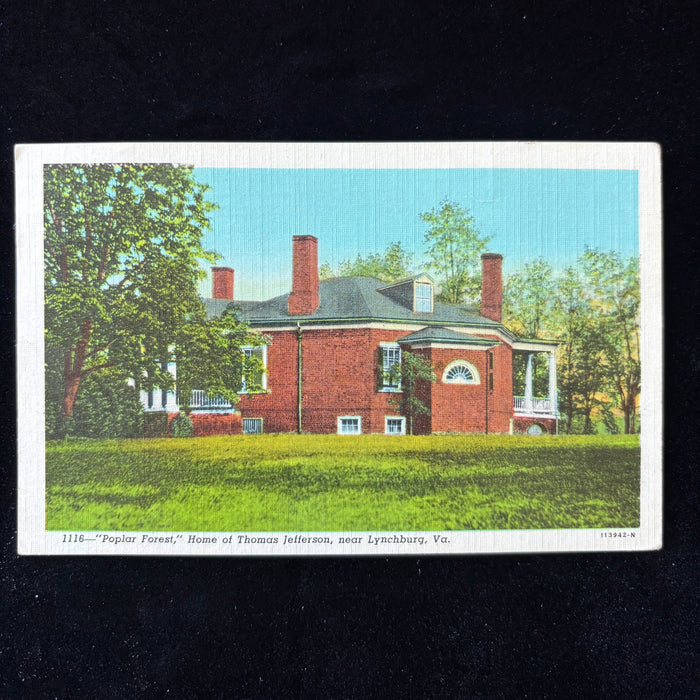 Vintage Postcard 1948 Funny Thing Poplar Forest Home Thomas Jefferson Lynchburg VA