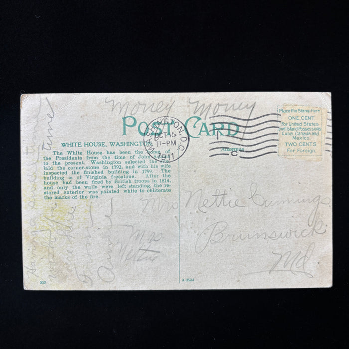 Antique Postcard 1911 Swell Time Money White House Washington DC Social History
