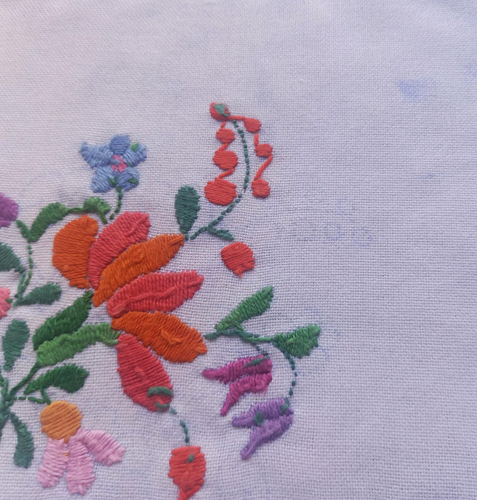 Vintage Hungarian Kalocsa Doilies Set of 6 Hand Embroidered Cocktail Napkins 1970-80s