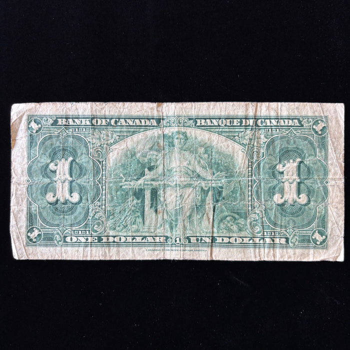 Vintage Banknote 1937 Canada 1 Dollar King George VI Bilingual Series Currency