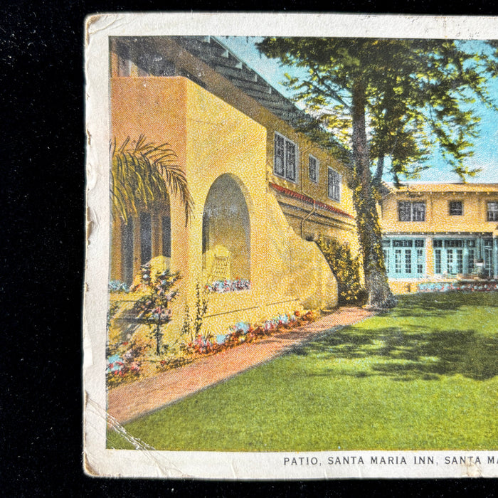 Vintage Postcard 1930 Travel Message Santa Maria Inn California Patio