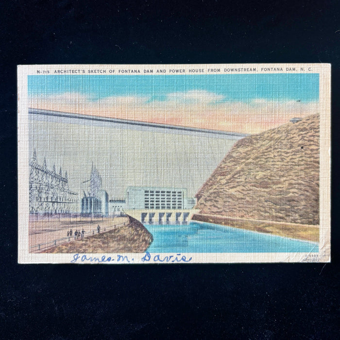 Vintage Postcard 1952 Fontana Dam Architect Sketch Power House North Carolina