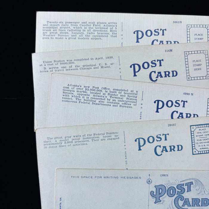 Vintage Postcard Lot 5 Atlanta GA Candler Airport City Hall Prison Post Office