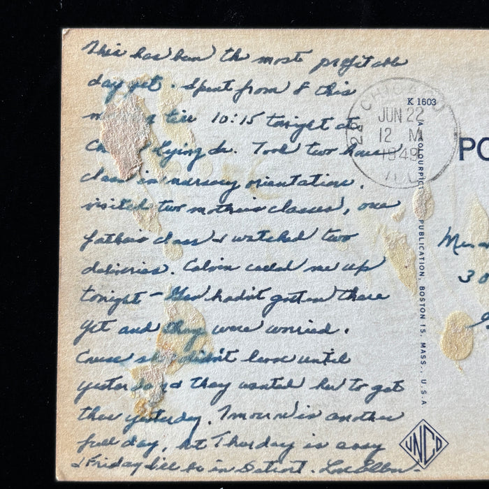 Vintage Postcard 1949 United Air Lines Photo Chicago Aerial View Nurse History