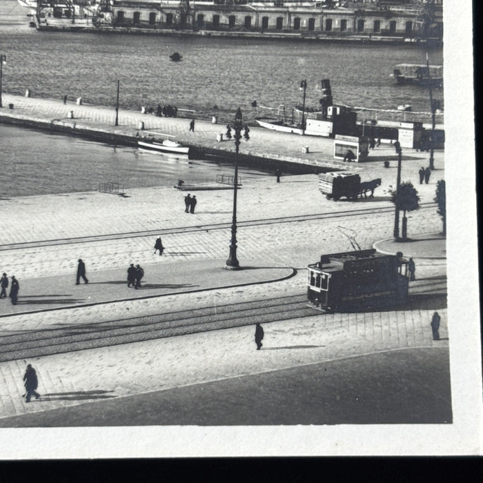 Vintage Postcard 1930s RPPC Trieste Porto Italy Ships Trolley Horse Carriages
