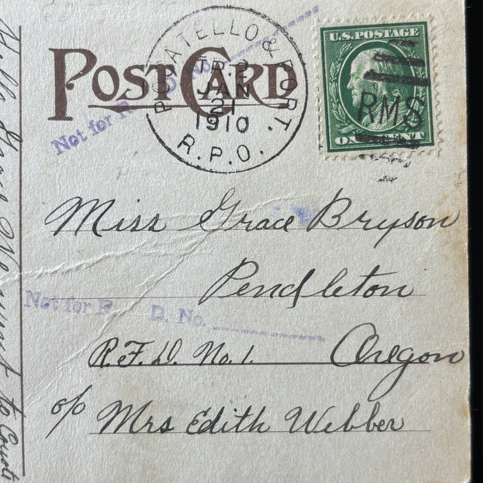 Antique Postcard 1910 RPO Pocatello Portland Oregon Umatilla Pendleton Shaving