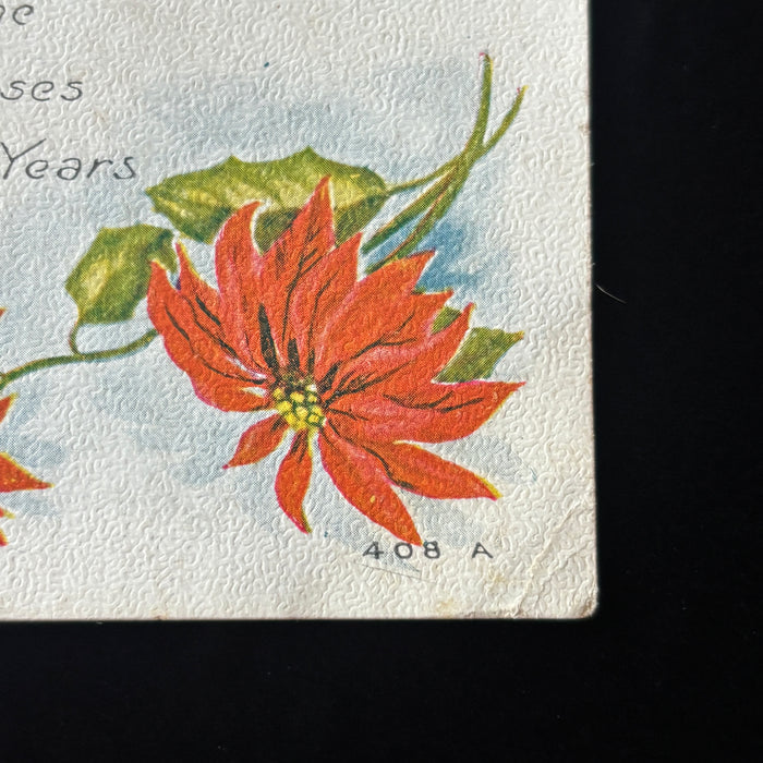 Antique Postcard 1917 Christmas Greeting Poinsettia Elkwood VA Ballsville Hobson