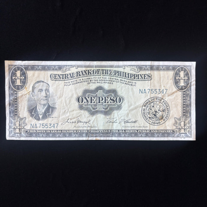 Vintage Banknote 1949 Philippines Victory Overprint Republic WWII Transition
