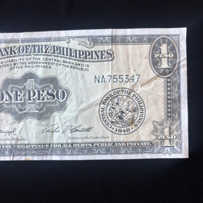 Vintage Banknote 1949 Philippines Victory Overprint Republic WWII Transition
