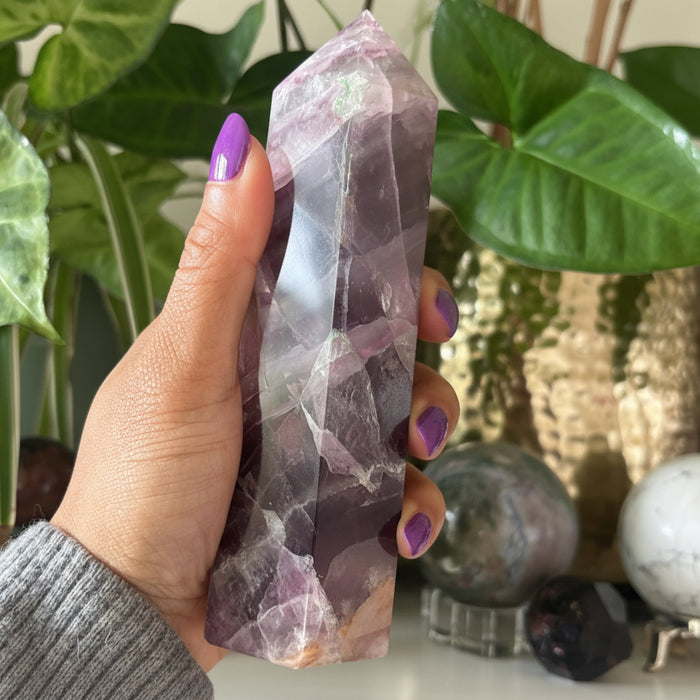 Fluorite Wand Purple Tower Gemstone Focus Stone