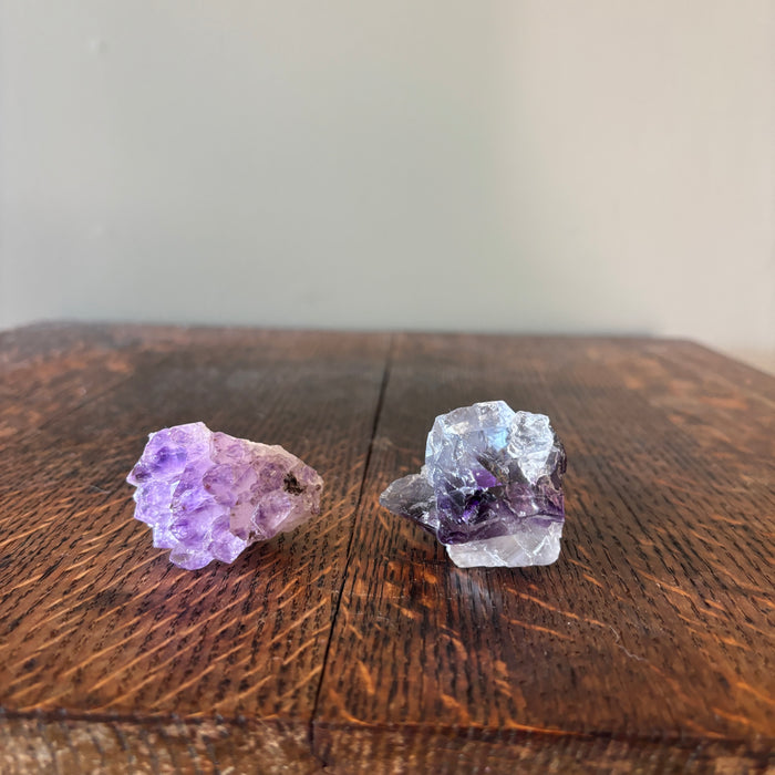 Crown Chakra Cluster Pair Purple Amethyst & Fluorite Crystals
