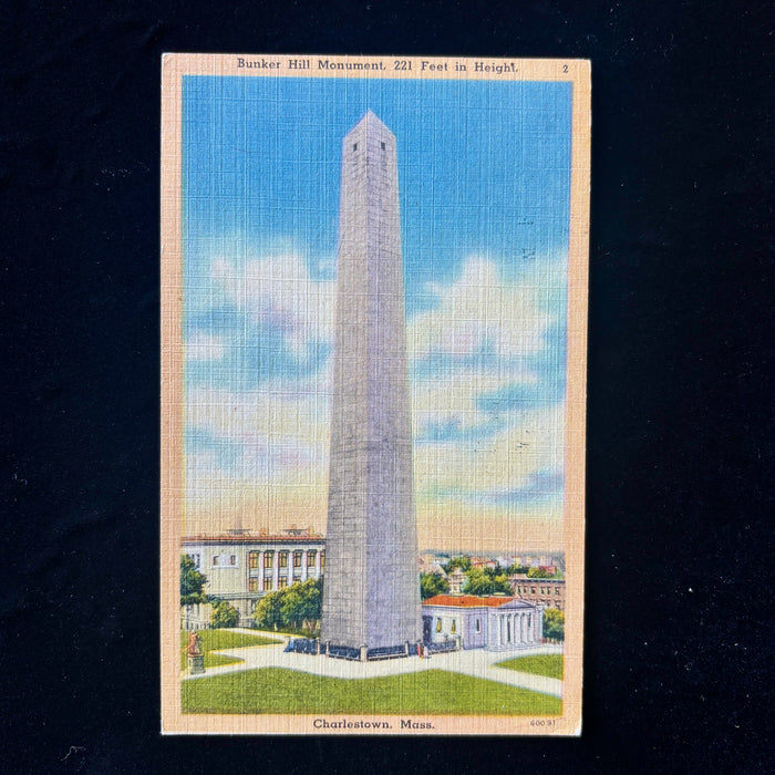 Vintage Postcard 1940s Sanatorium Bunker Hill Monument Boston MA Deer Isle ME