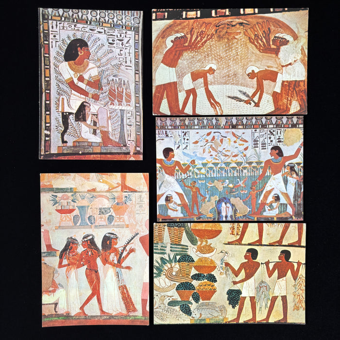Vintage Postcards Lot Egypt Cairo Tomb Frescoes Art Painting Musicians Ephemera