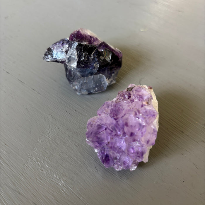 Crown Chakra Cluster Pair Purple Amethyst & Fluorite Crystals