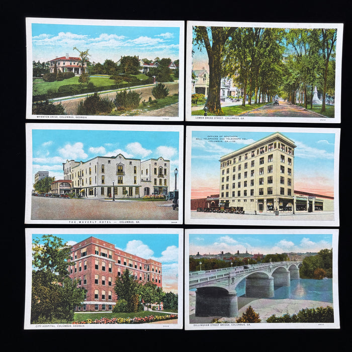Vintage Postcard Lot Columbus Georgia Hospital Waverly Hotel Bridge Classic Cars