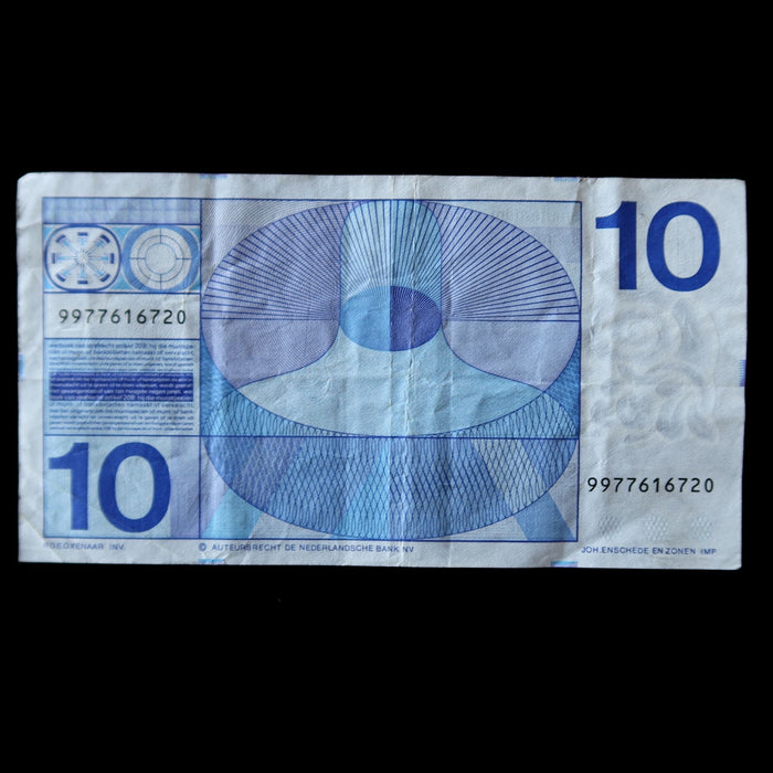 Vintage Banknote Dutch 10 Gulden Netherlands 1968 Pre-Euro UV Watermark Verified