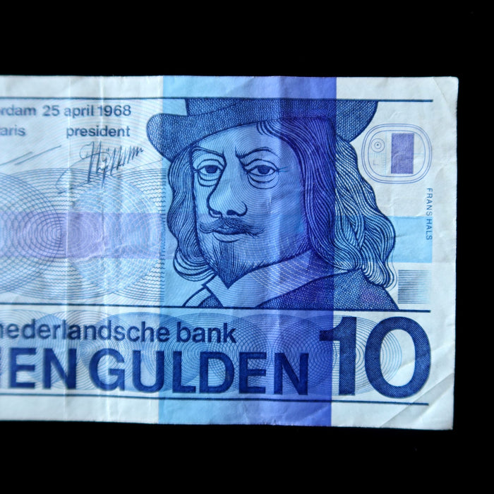Vintage Banknote Dutch 10 Gulden Netherlands 1968 Pre-Euro UV Watermark Verified
