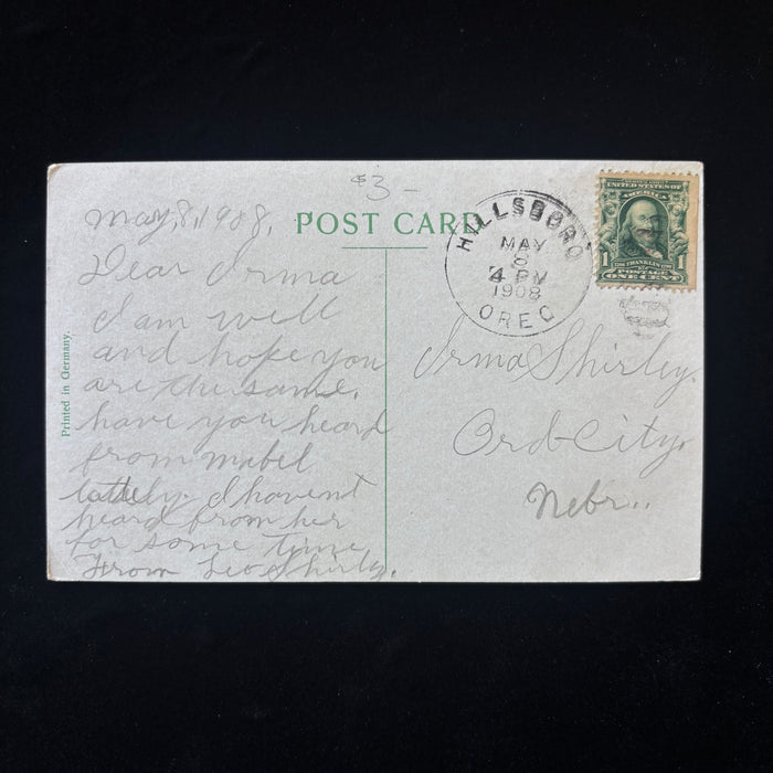 Antique Postcard 1908 Soldiers Monument Portland Oregon Bench People Hillsboro
