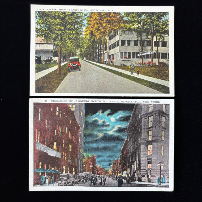 Vintage Postcard Lot Upstate New York Day Night Street Cars Binghamton Lakeside
