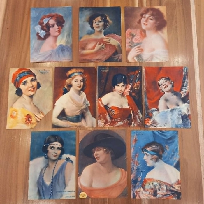 Vintage Art Prints 1930 Glamour Women Art Deco Portrait Europe Hungarian Ephemera