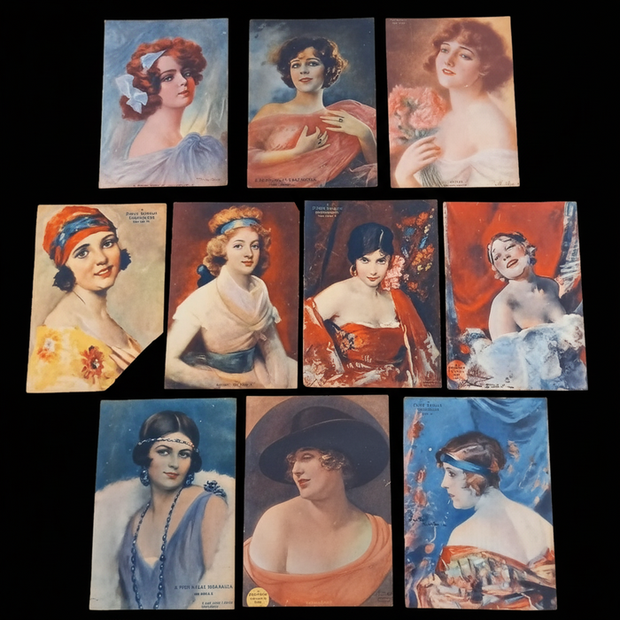Vintage Art Prints 1930 Glamour Women Art Deco Portrait Europe Hungarian Ephemera