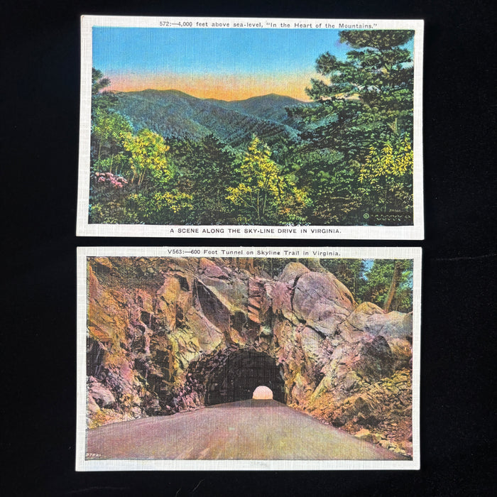 Vintage Postcard Lot Tunnel Blue Ridge Mountain Skyline Trail Virginia Road Trip