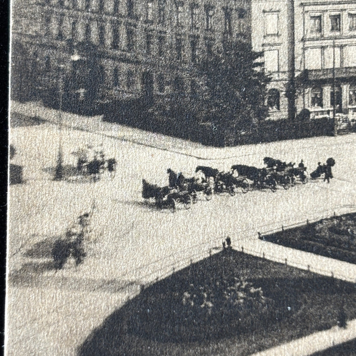 Antique Postcard 1900s Munich Germany Karolinenplatz Obelisk Horse Carriages